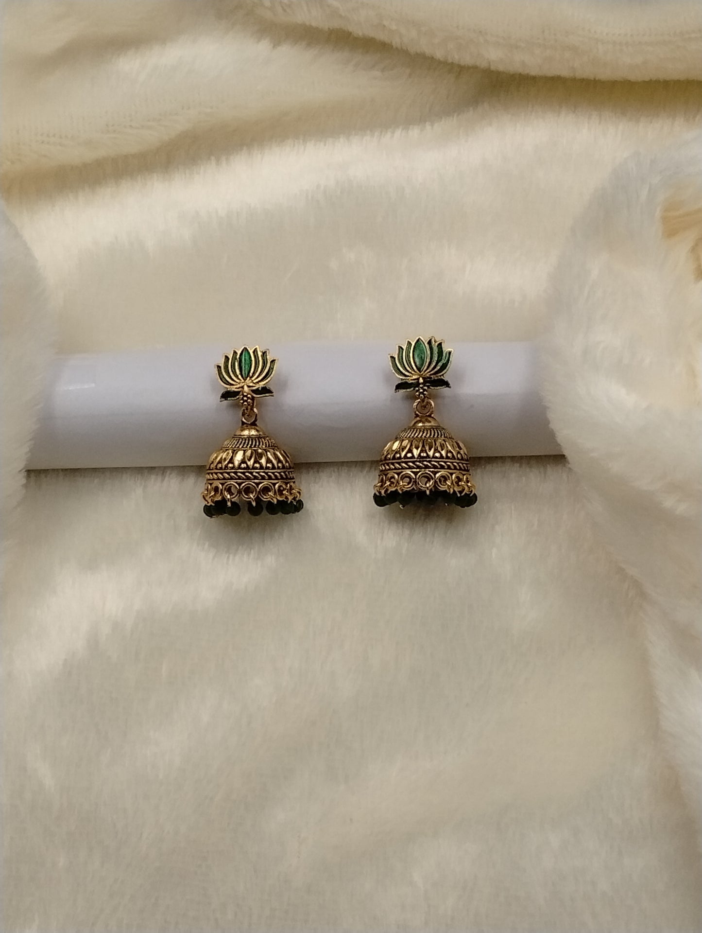 Lotus Aura Antique Jhumka Earrings