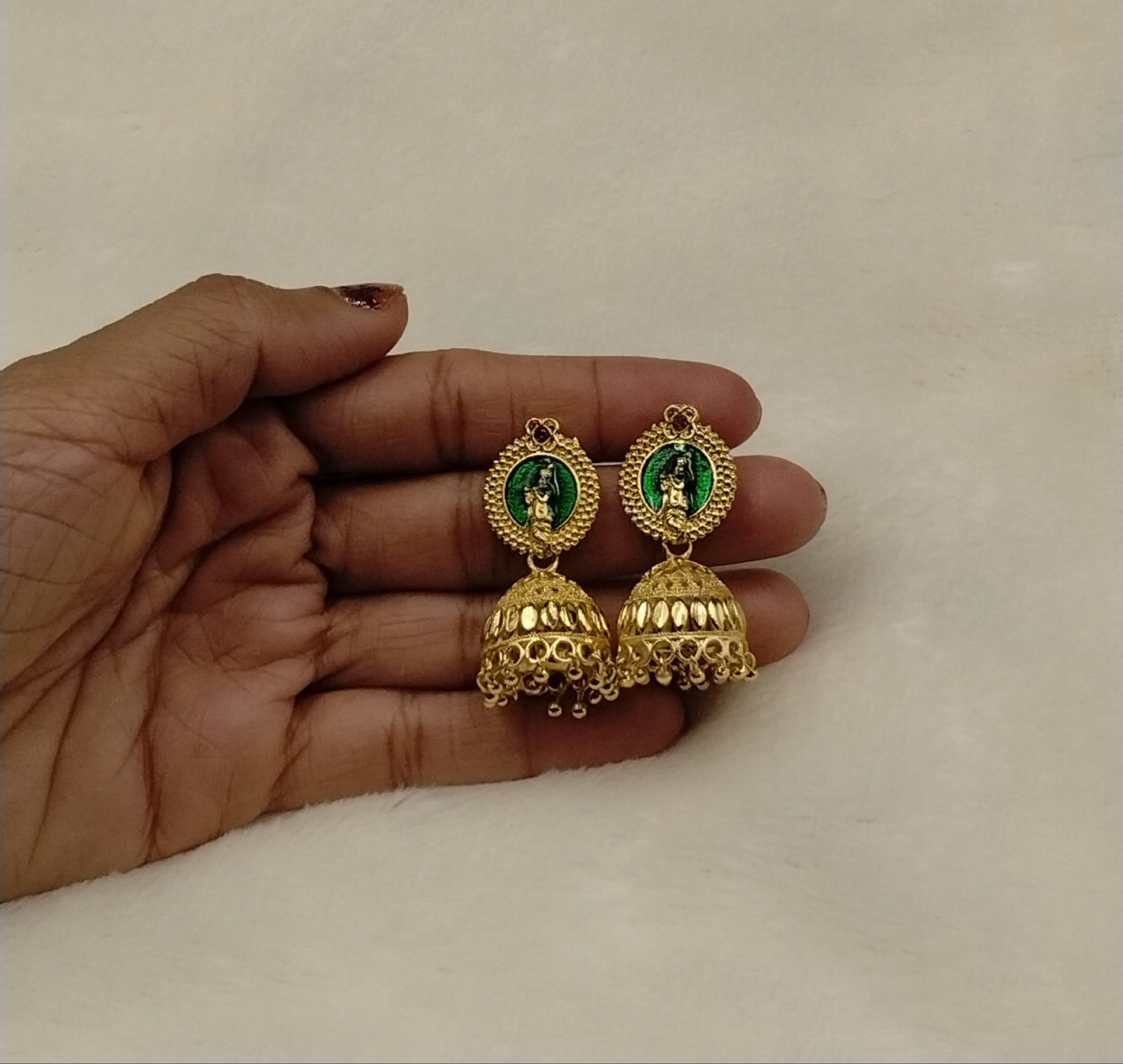Divine Aura Temple Jhumka Earrings