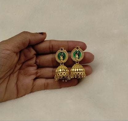 Divine Aura Temple Jhumka Earrings