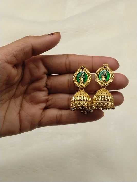 Divine Aura Temple Jhumka Earrings