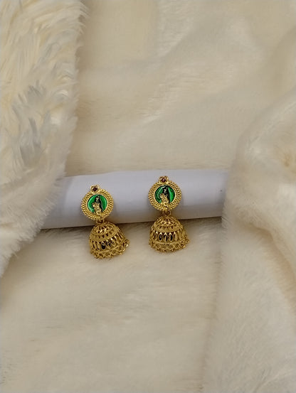Divine Aura Temple Jhumka Earrings