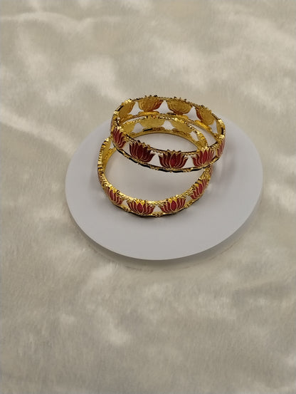 Lotus Bloom Gold-Tone Bangle