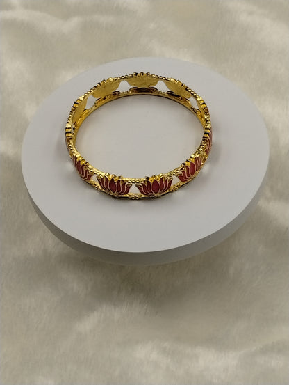 Lotus Bloom Gold-Tone Bangle