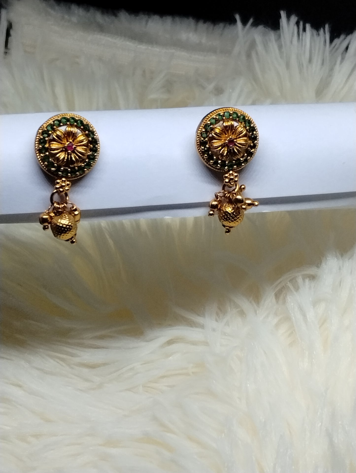 Emerald Bloom Temple Stud Earrings