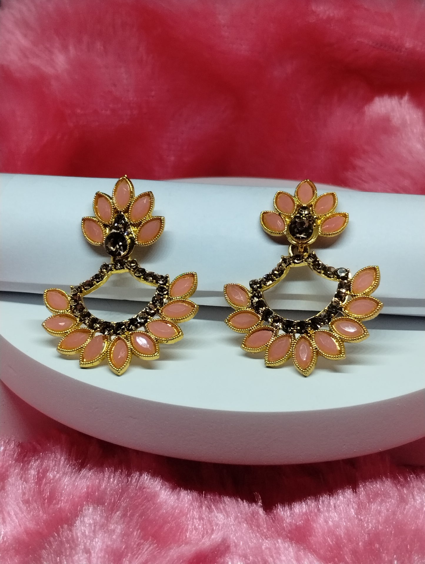 Blush Radiance Floral Statement Earrings