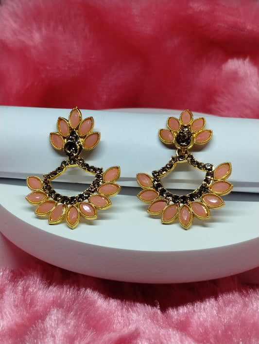 Blush Radiance Floral Statement Earrings