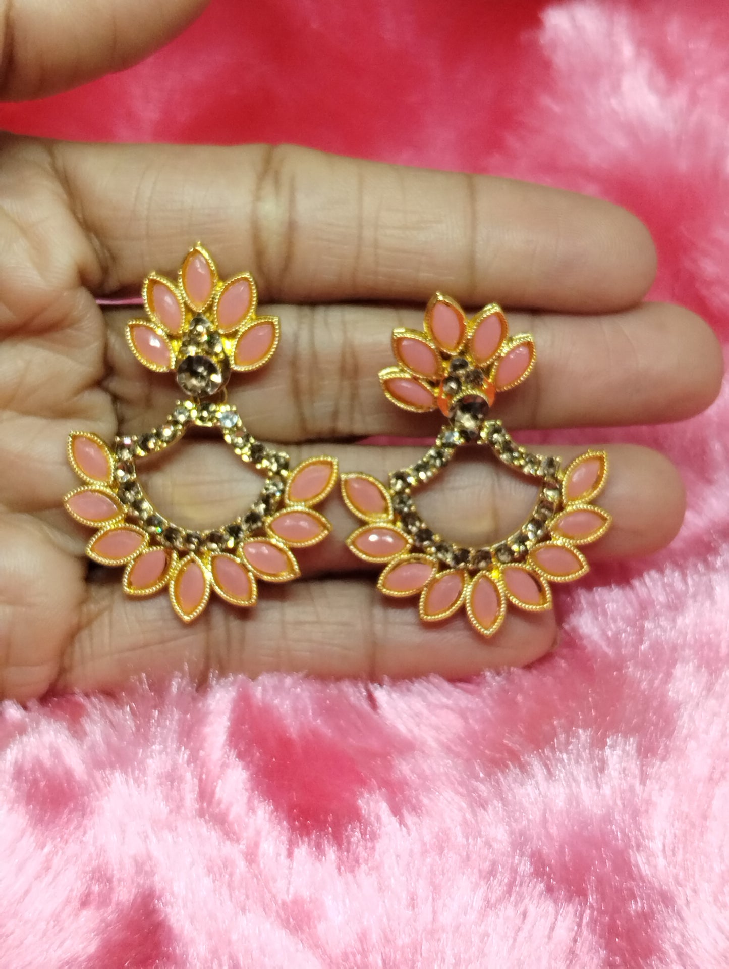 Blush Radiance Floral Statement Earrings