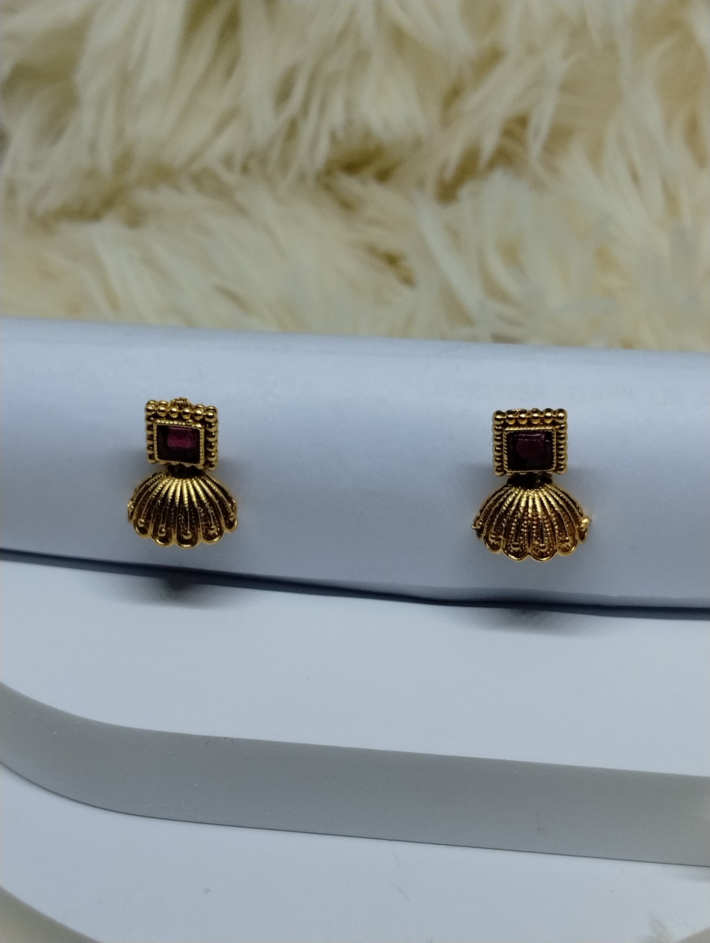 Ruby Crest Temple Stud Earrings