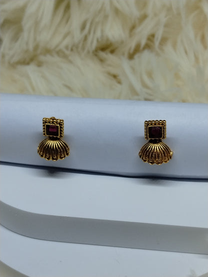 Ruby Crest Temple Stud Earrings