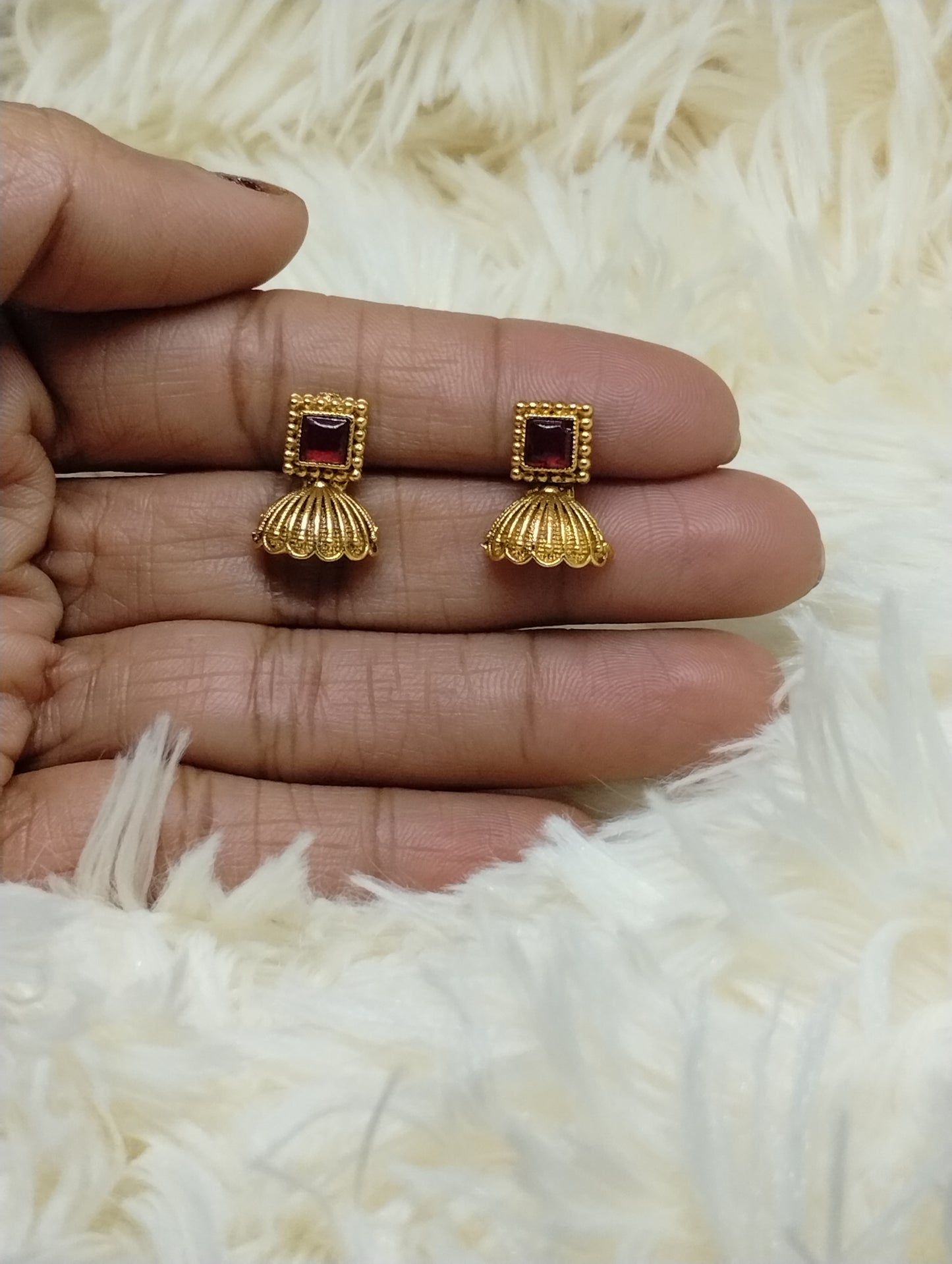 Ruby Crest Temple Stud Earrings