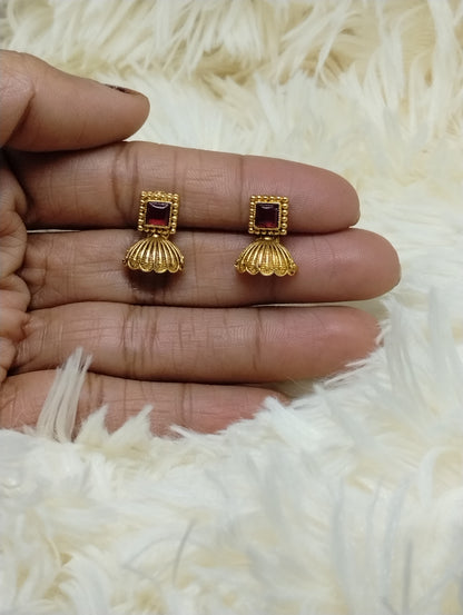 Ruby Crest Temple Stud Earrings