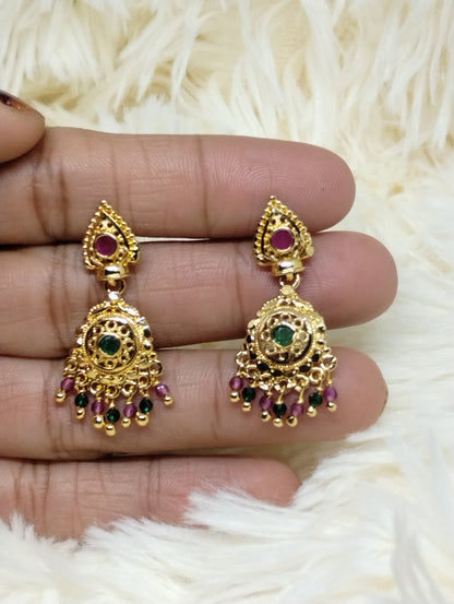 Navratna Glow Antique Drop Earrings