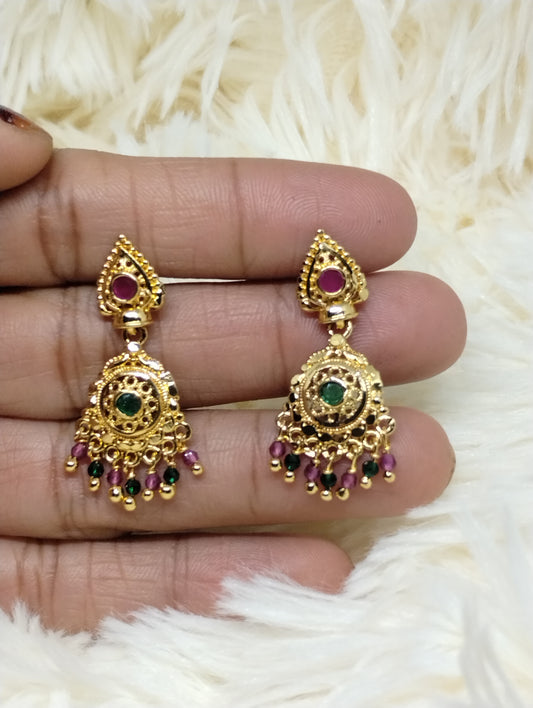 Navratna Glow Antique Drop Earrings