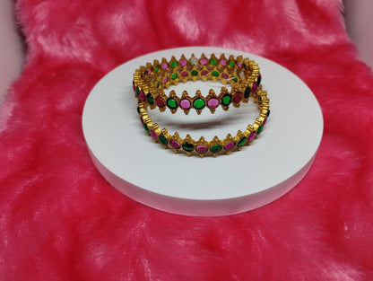Rajwadi Dual-Tone Temple Bangles (Pair)