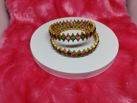 Rajwadi Dual-Tone Temple Bangles (Pair)