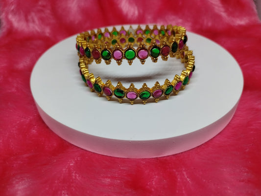 Rajwadi Dual-Tone Temple Bangles (Pair)