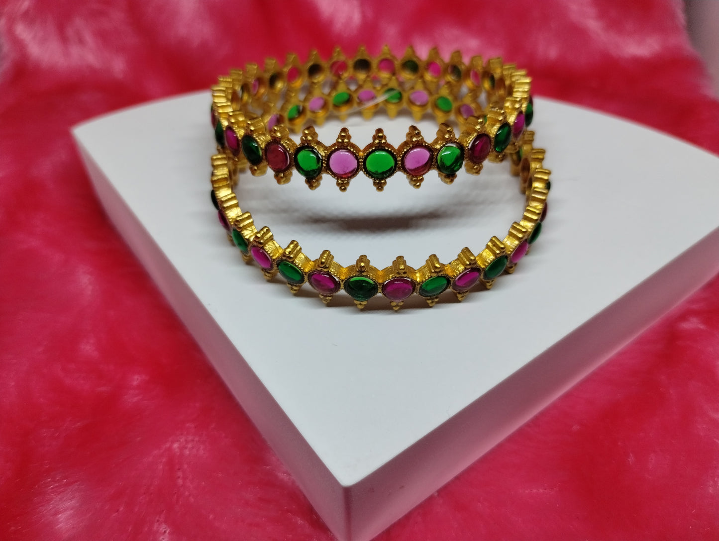 Rajwadi Dual-Tone Temple Bangles (Pair)