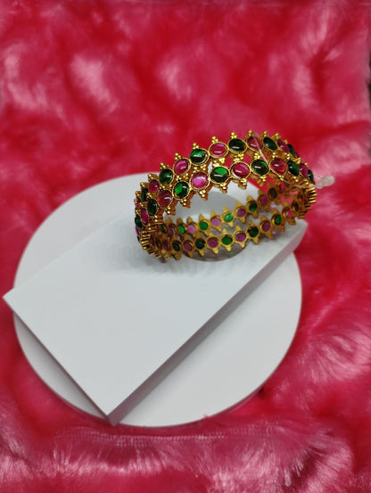 Rajwadi Dual-Tone Temple Bangles (Pair)
