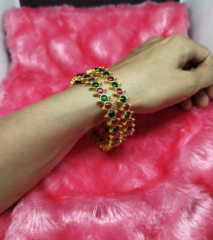 Rajwadi Dual-Tone Temple Bangles (Pair)