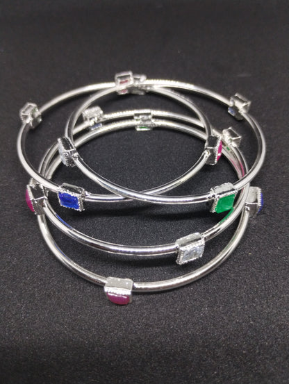Solitaire Stone Kada Bangle (Pair)