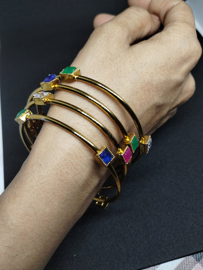 Solitaire Stone Kada Bangle (Pair)