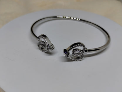Crystal Heart Silver Kada