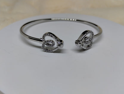 Crystal Heart Silver Kada