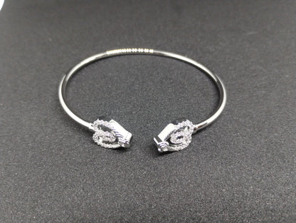 Crystal Heart Silver Kada
