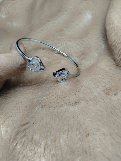 Crystal Heart Silver Kada