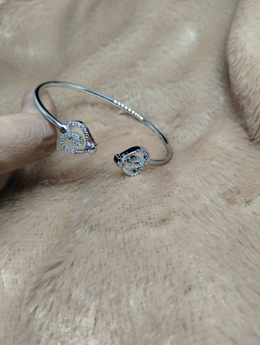 Crystal Heart Silver Kada