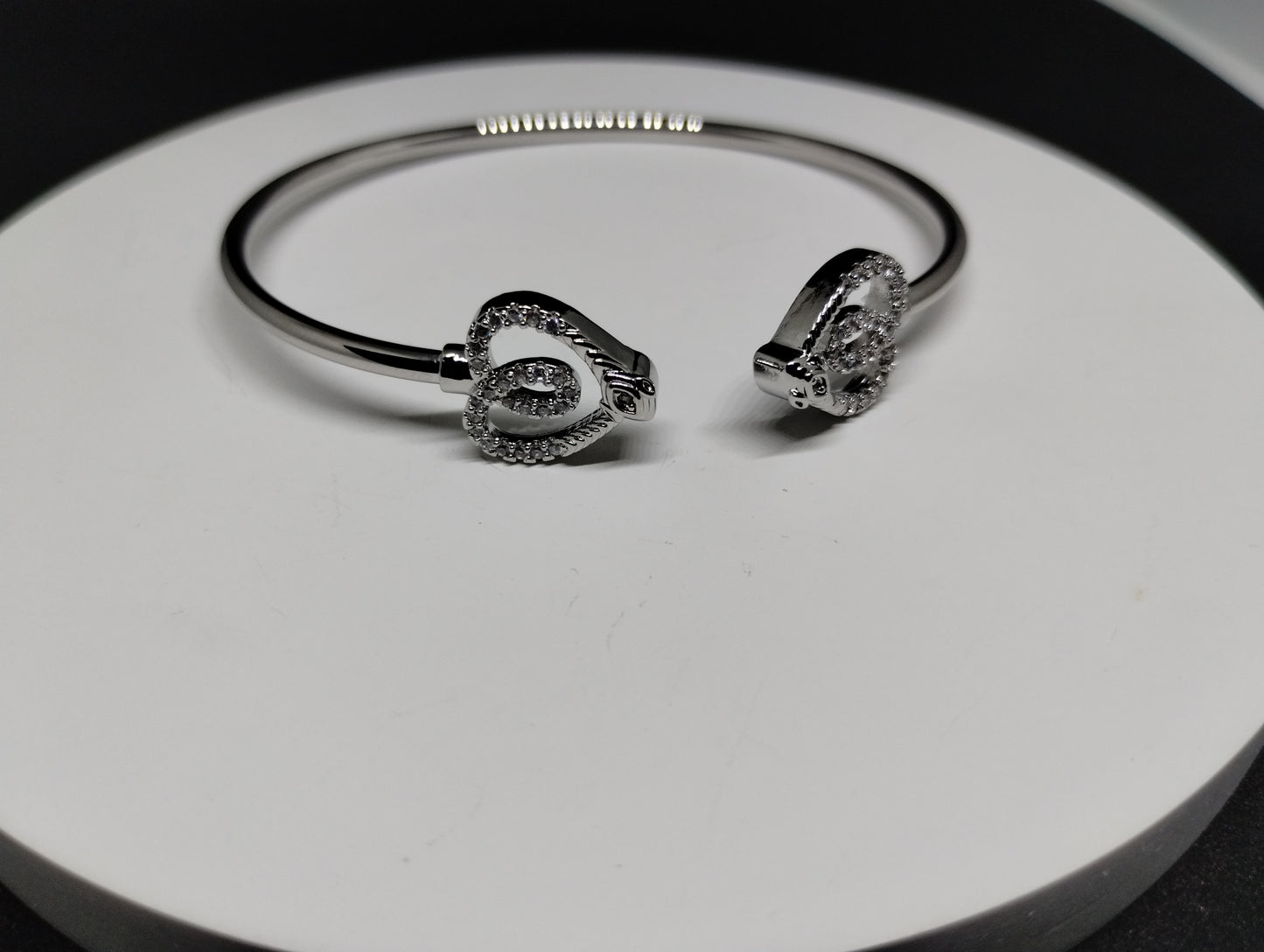 Crystal Heart Silver Kada