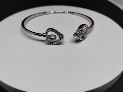 Crystal Heart Silver Kada