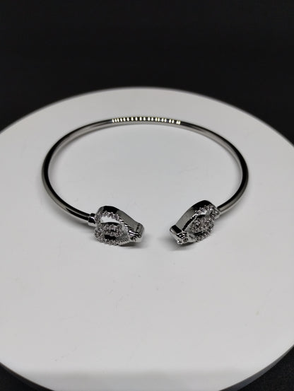 Crystal Heart Silver Kada