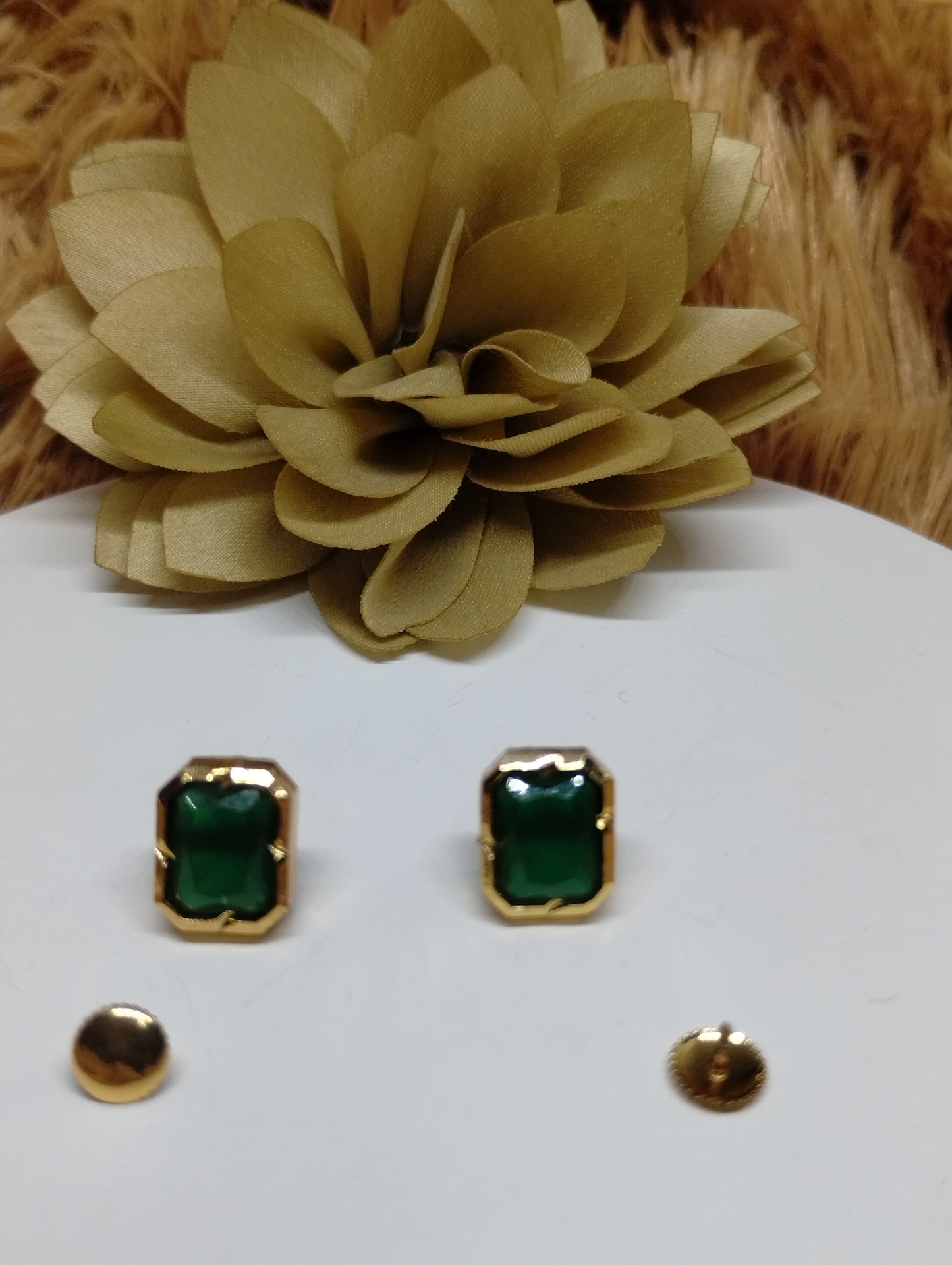 Emerald Glow American Diamond Stud Earrings