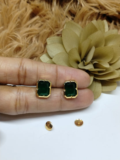 Emerald Glow American Diamond Stud Earrings