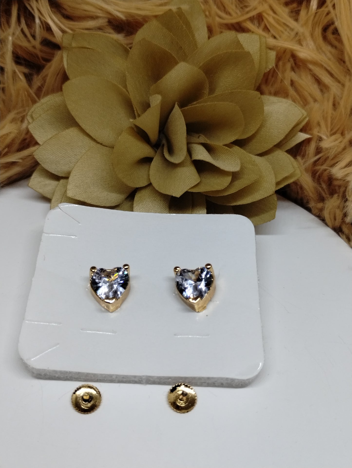 Ethereal Heart White AD Stud Earrings