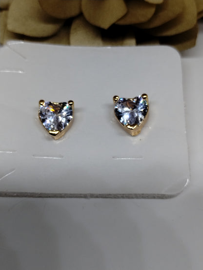 Ethereal Heart White AD Stud Earrings