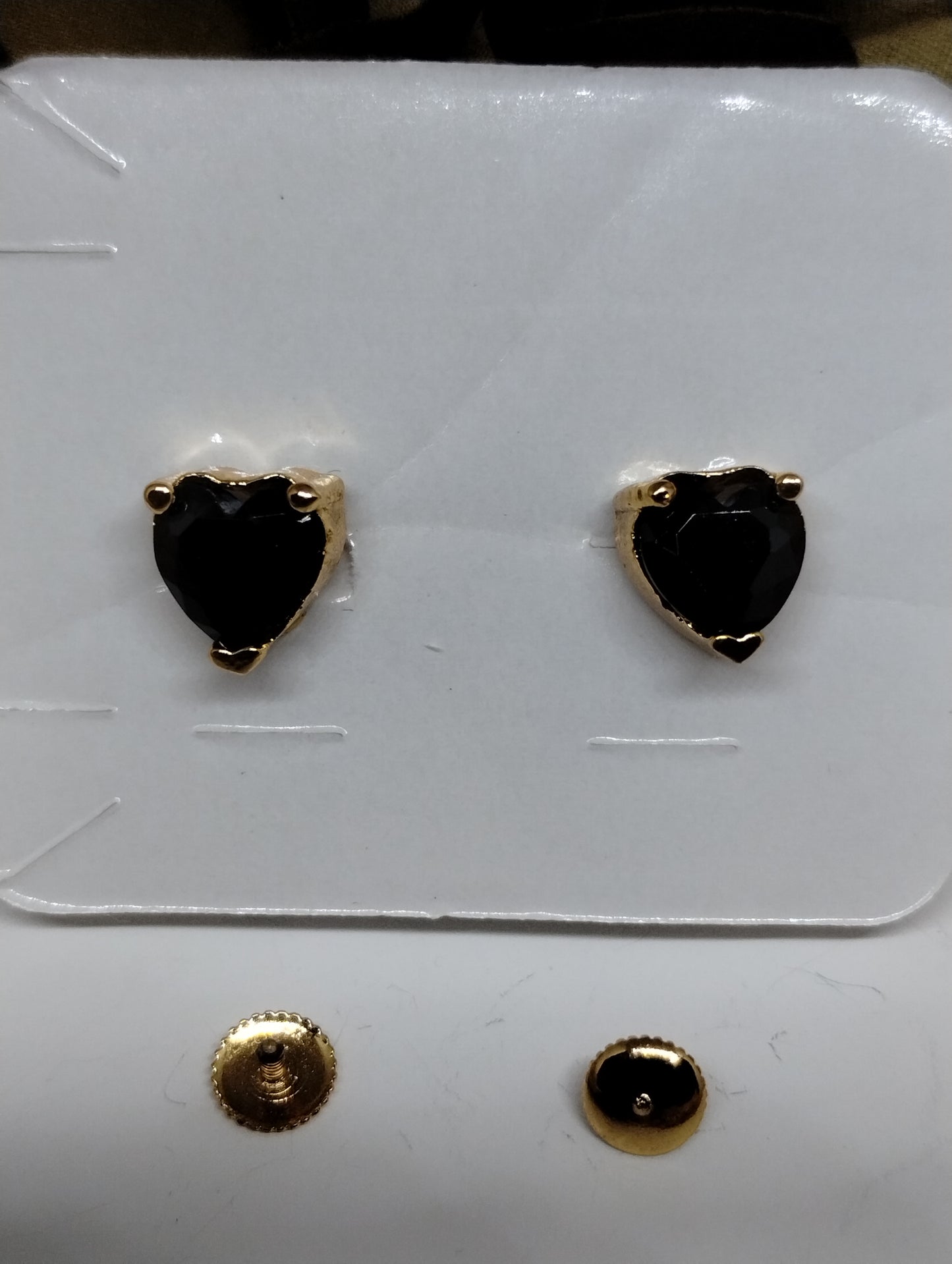 Midnight Heart Black Stone Stud Earrings