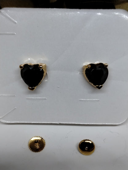 Midnight Heart Black Stone Stud Earrings