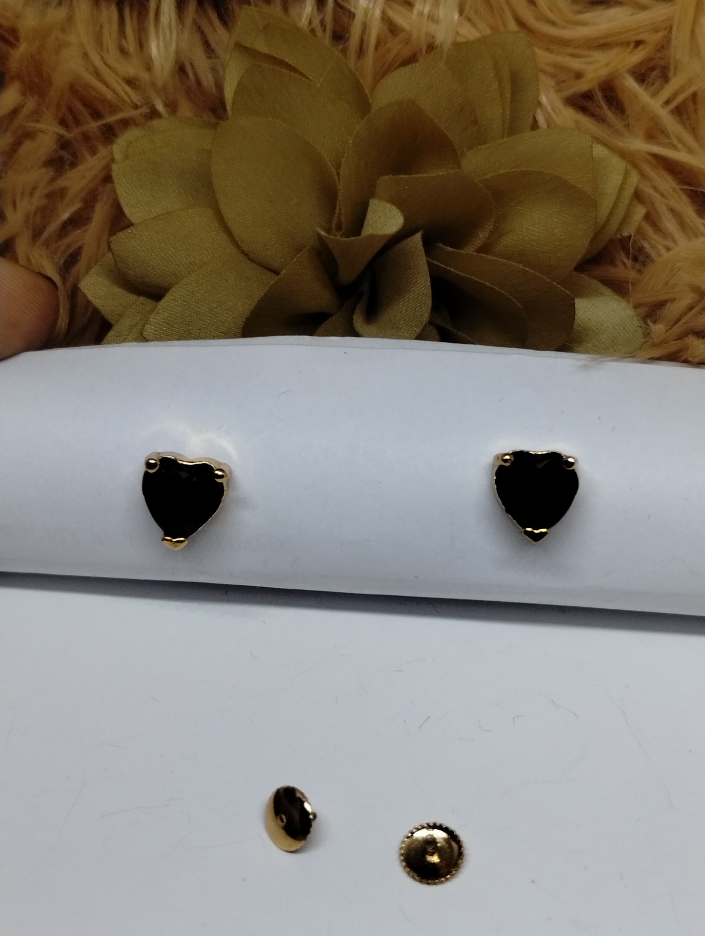 Midnight Heart Black Stone Stud Earrings