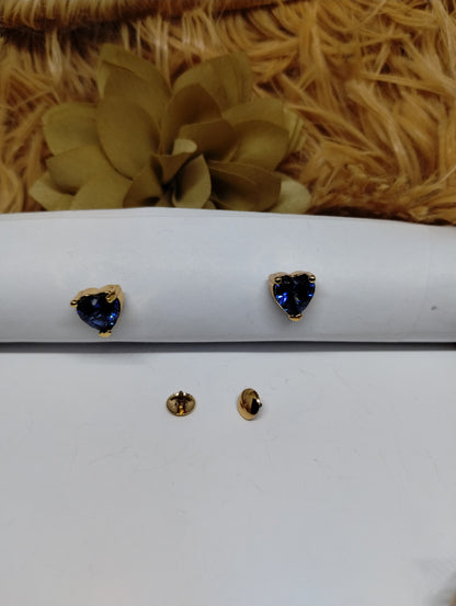Ocean Heart Blue Stone Stud Earrings