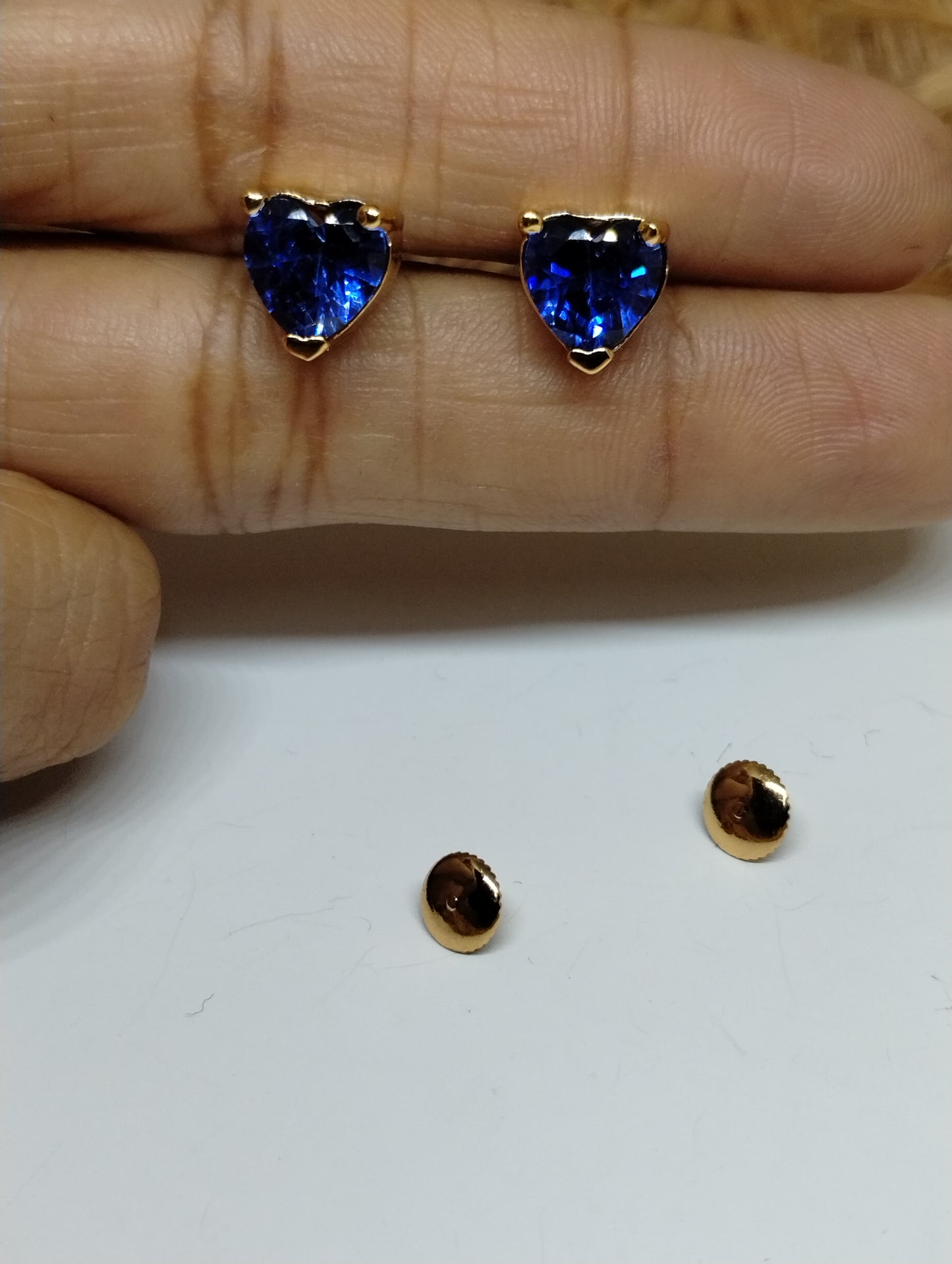 Ocean Heart Blue Stone Stud Earrings