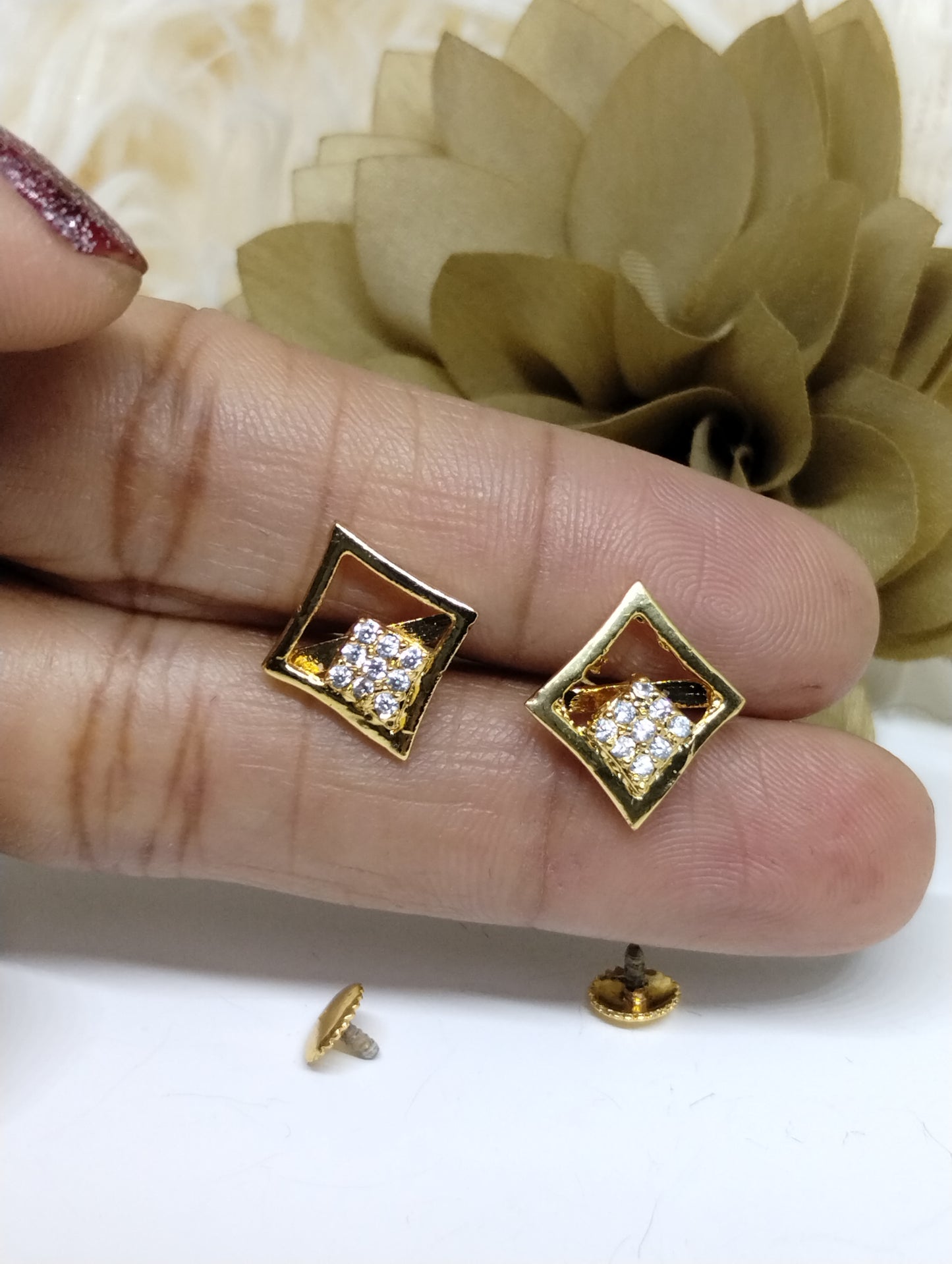 Aurora Twist American Diamond Stud Earrings