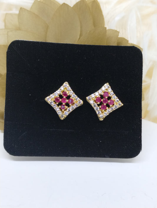 Crimson Cluster American Diamond Stud Earrings