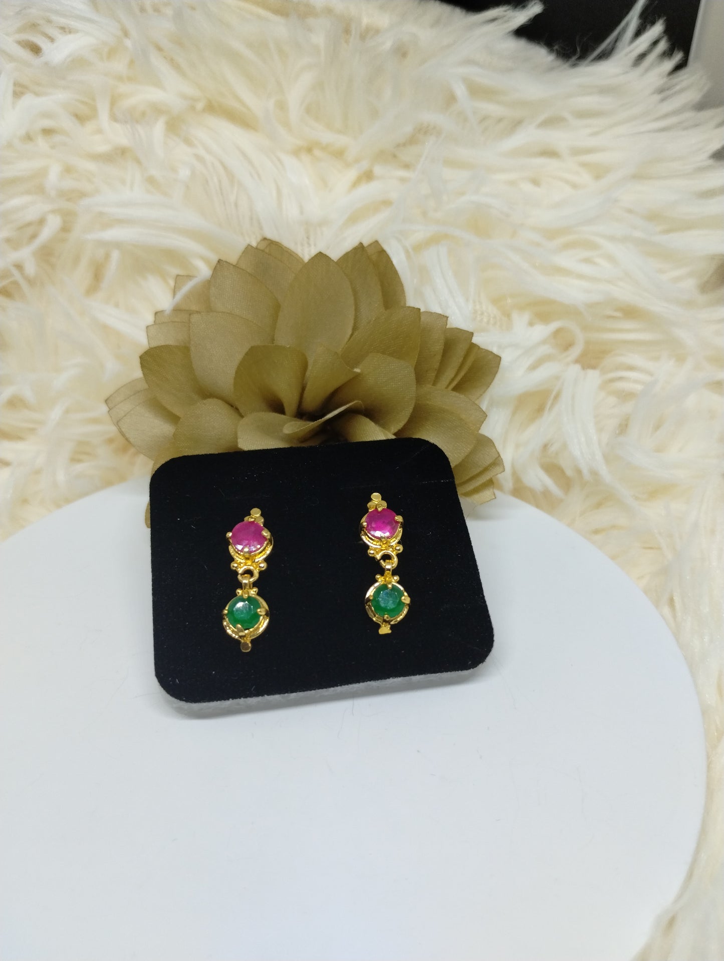 Dual Grace Ruby–Emerald Drop Earrings