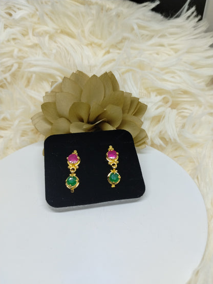 Dual Grace Ruby–Emerald Drop Earrings