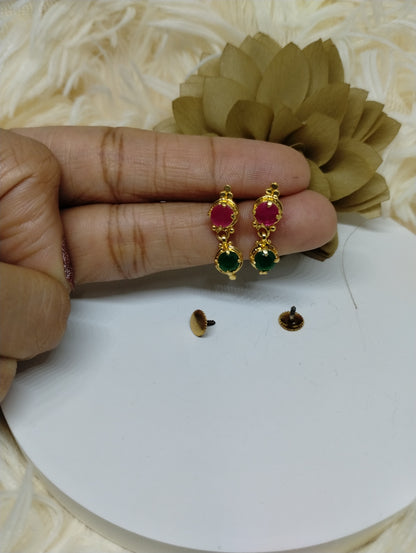 Dual Grace Ruby–Emerald Drop Earrings