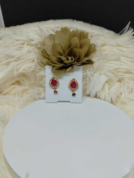 Pink Royale American Diamond Drop Earrings