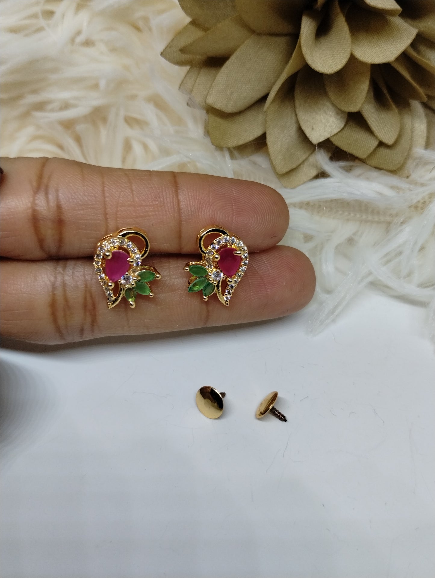 Bloom Aura American Diamond Stud Earrings