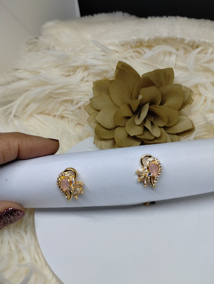 Blush Petal American Diamond Stud Earrings